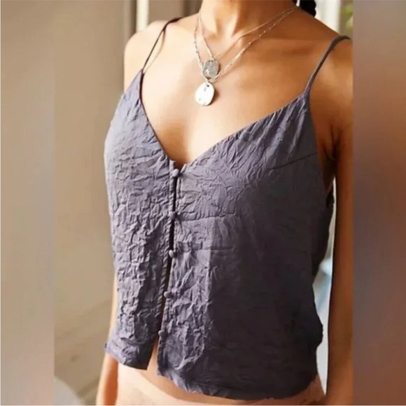 Free People Intimately Shine Time Cami SMALL NWOT Charcoal - Picture 2 of 16